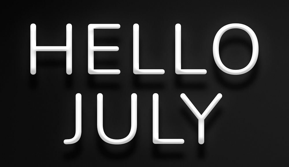 Hello July black neon sign