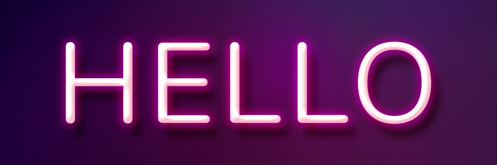 Glowing hello word neon text