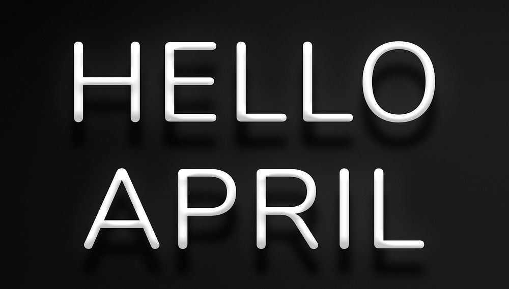 Glowing Hello April neon lettering