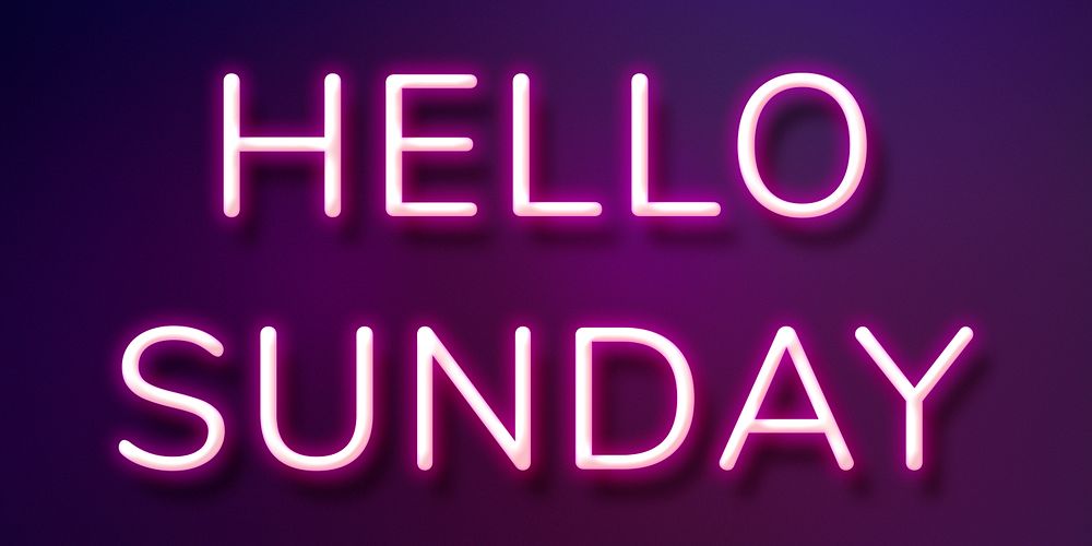 Glowing Hello Sunday purple typography