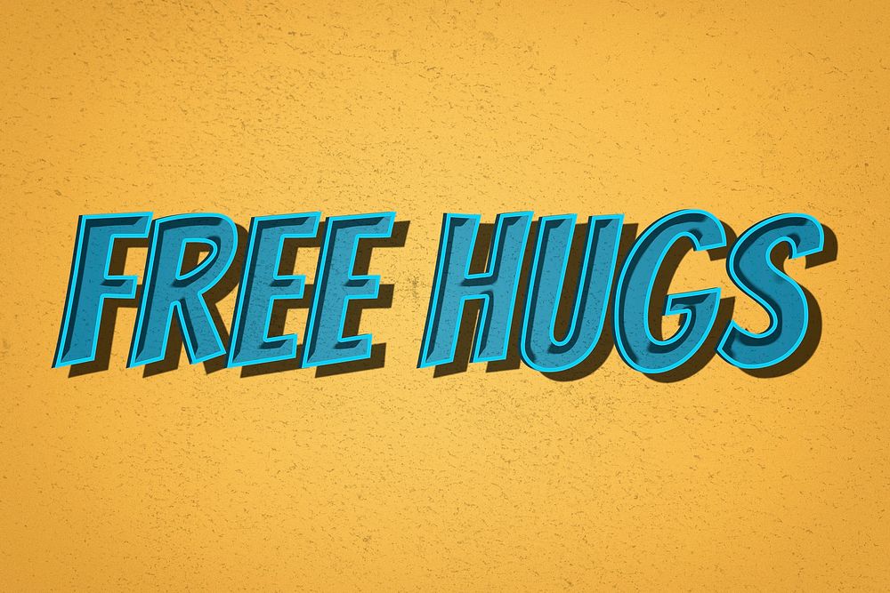 Free hugs retro style typography illustration