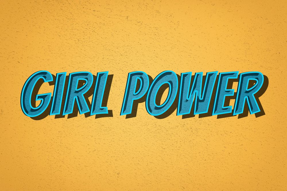 Girl power retro style typography illustration