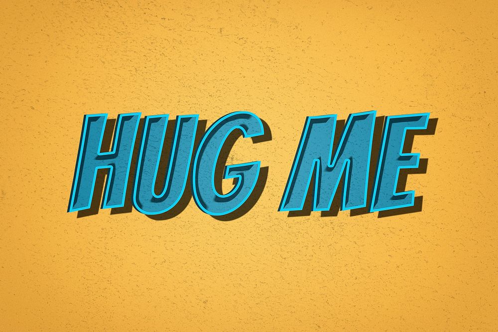 Hug me retro style typography illustration