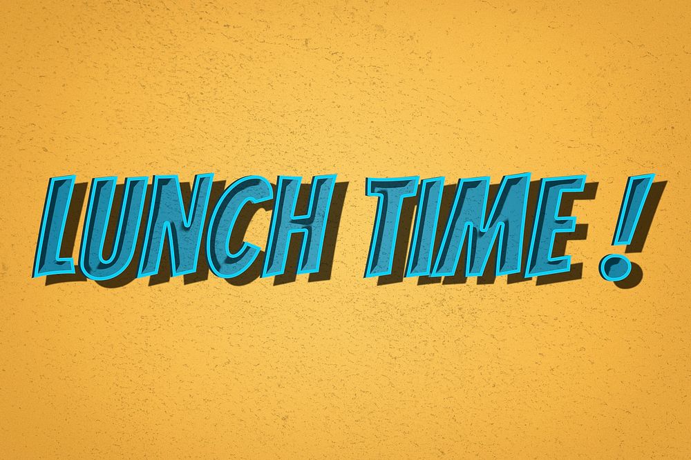 Lunch time! retro style typography illustration 