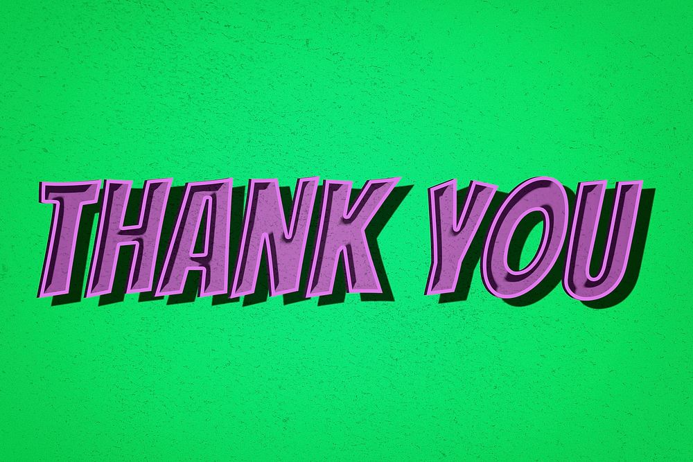 Thank you word art comic colorful typography