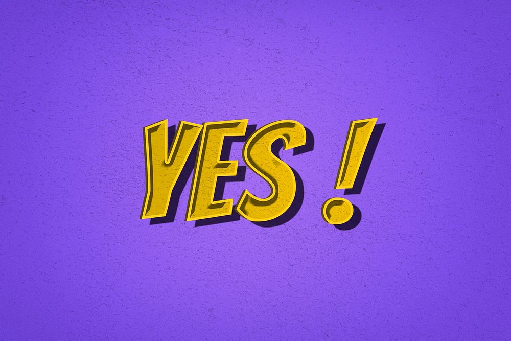 Yes! cartoon word retro comic typography on purple