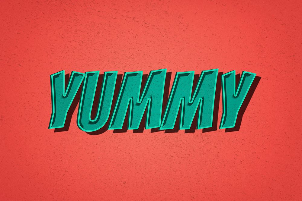 Yummy word retro comic font typography