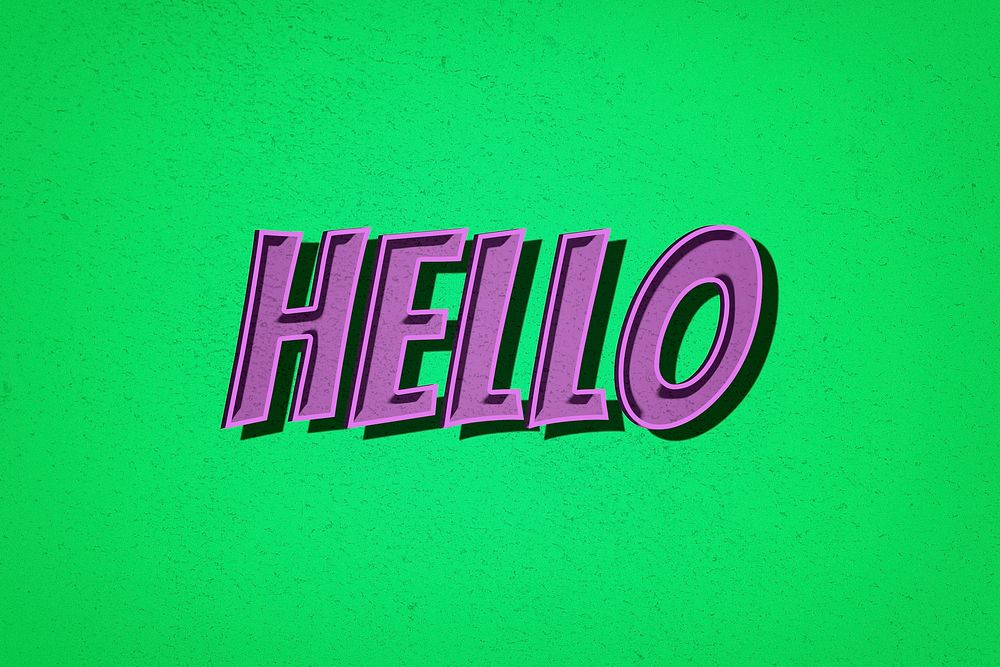 Hello word comic font retro typography