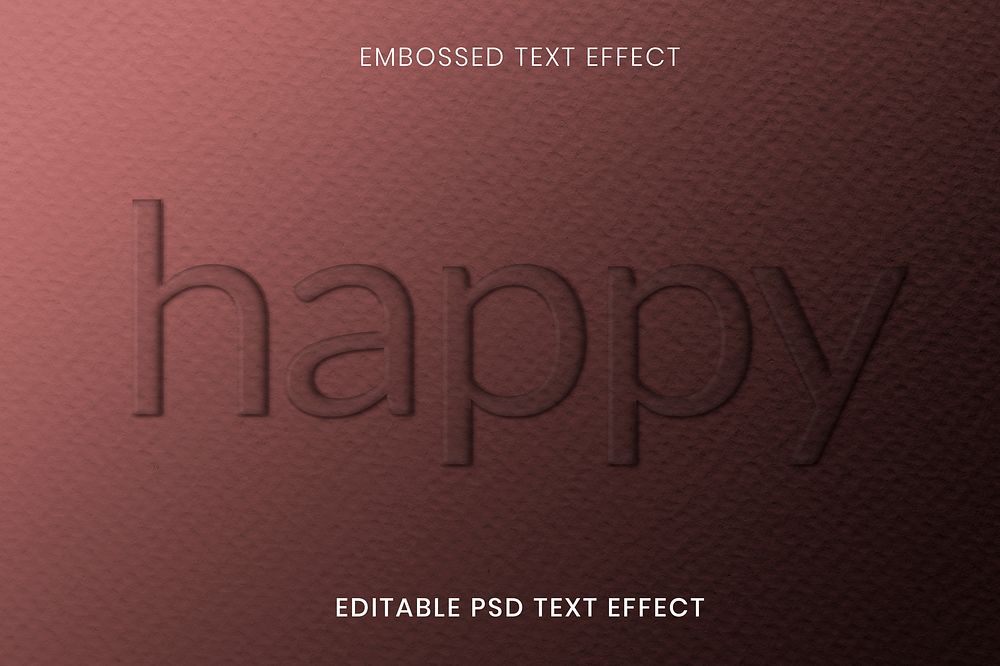 Embossed editable psd text effect template brown paper textured background
