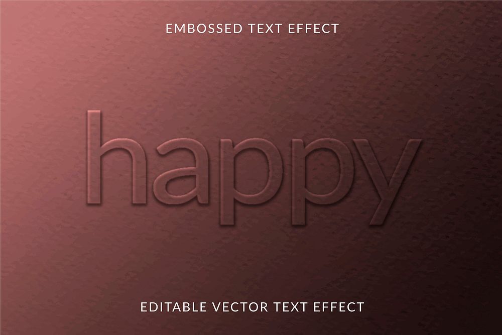 Embossed editable vector text effect template burgundy paper textured background