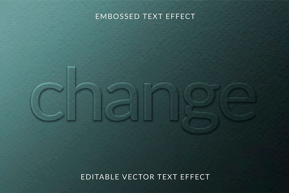 Embossed editable vector text effect template green paper textured background
