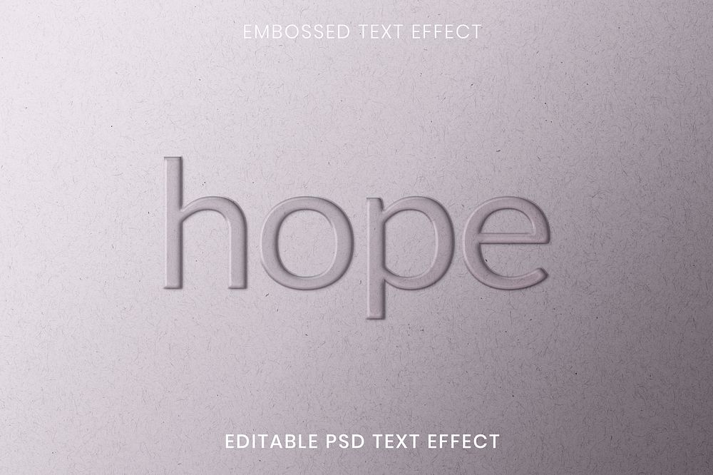 Embossed editable psd text effect template gray paper textured background