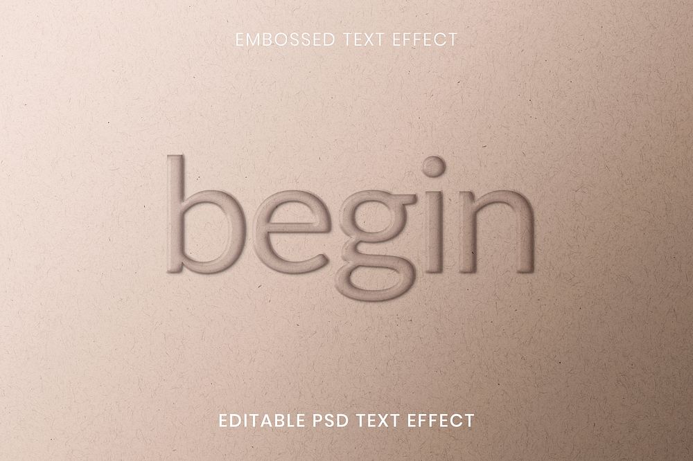 Embossed editable psd text effect template beige paper textured background