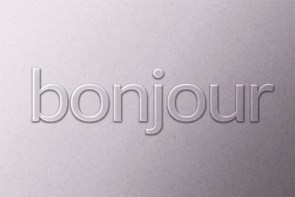 Bonjour French greeting vector emboss typography on paper texture