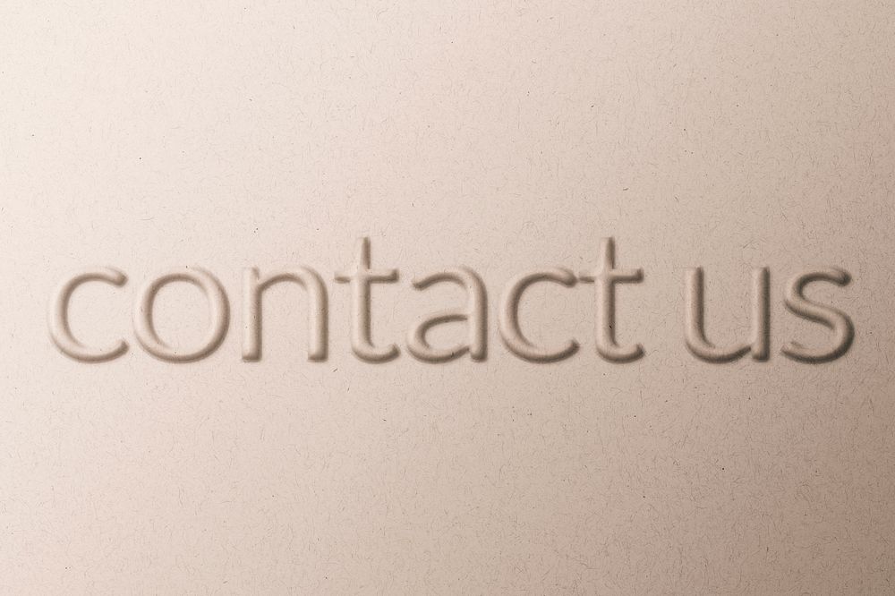 Contact us message emboss typography on paper texture
