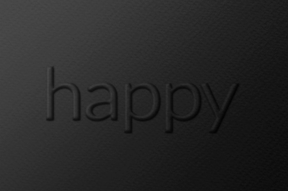 Word happy emboss typography on paper texture