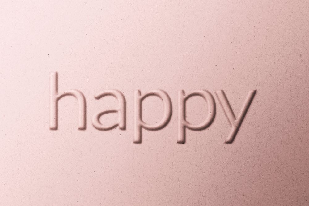 Happy word emboss typography on paper texture