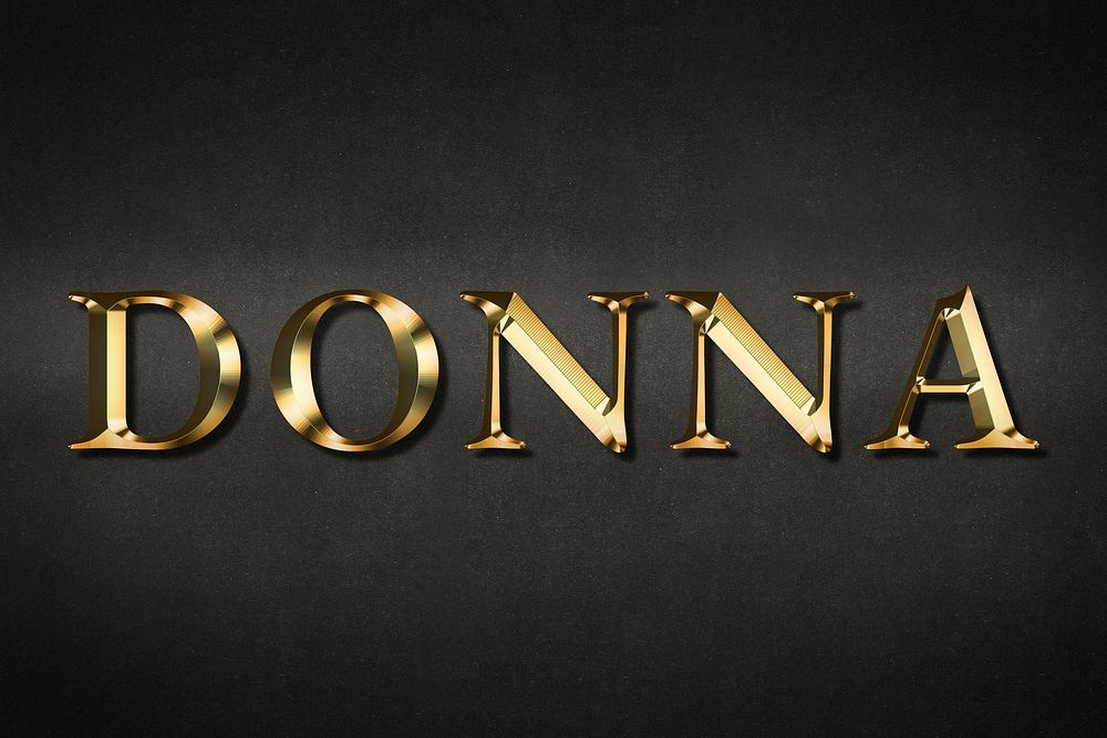 Gold Donna typography on a black background design element