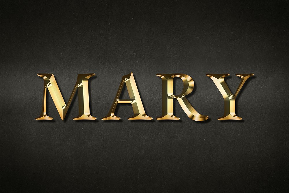 Mary typography in gold effect design element 