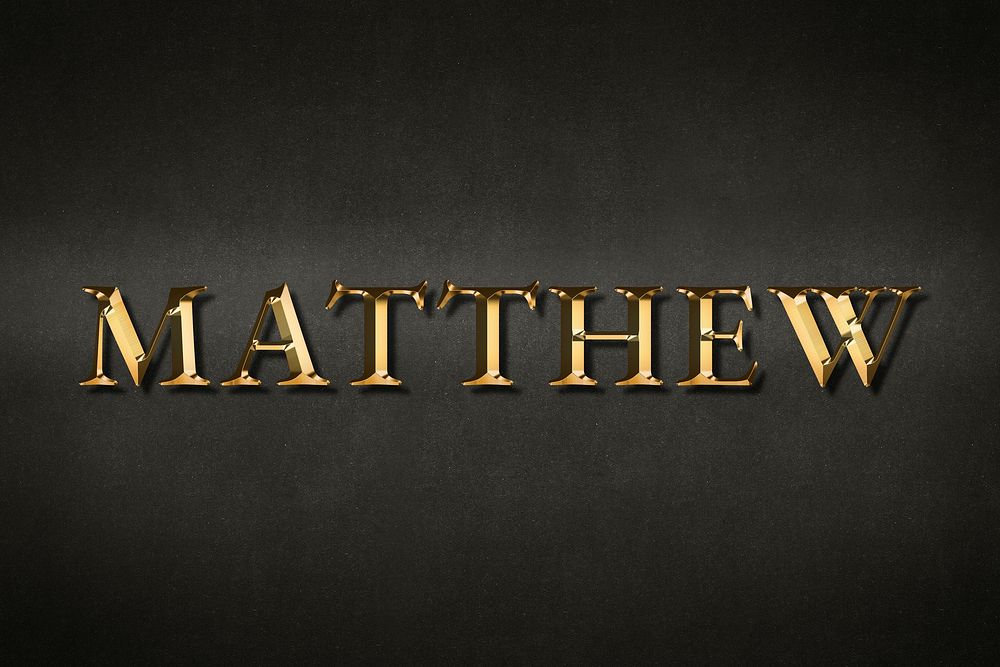 Matthew typography in gold effect design element