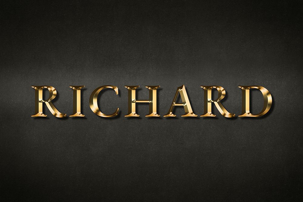 Richard typography in gold effect design element