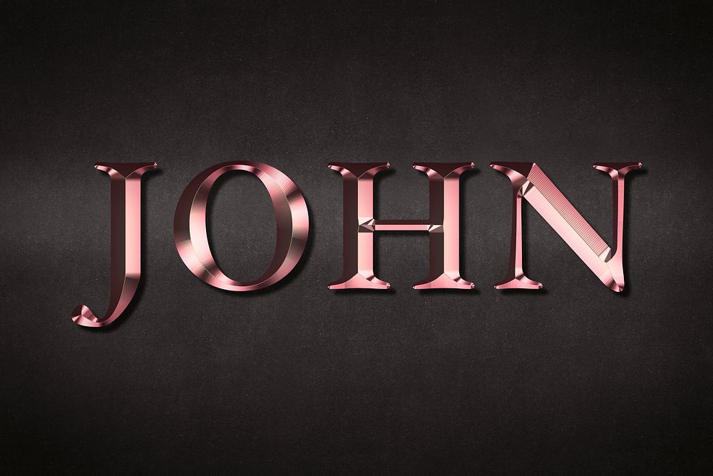 John typography in rose gold design element