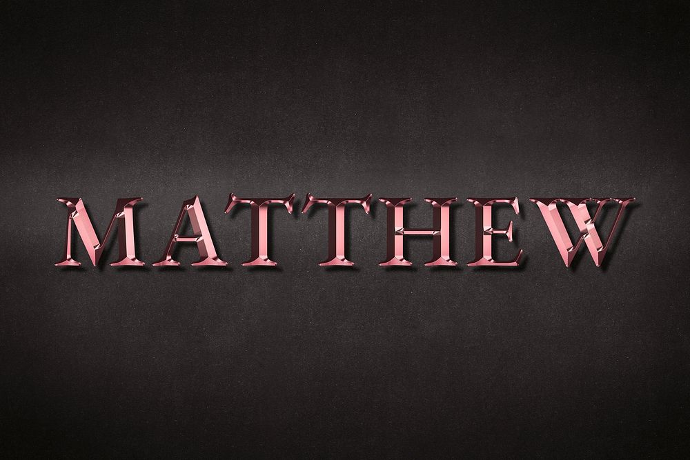 Matthew typography in metallic rose gold design element
