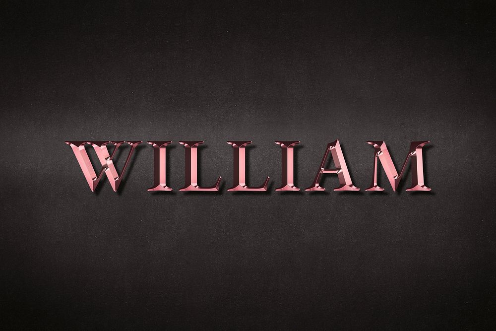 William typography in metallic rose gold design element