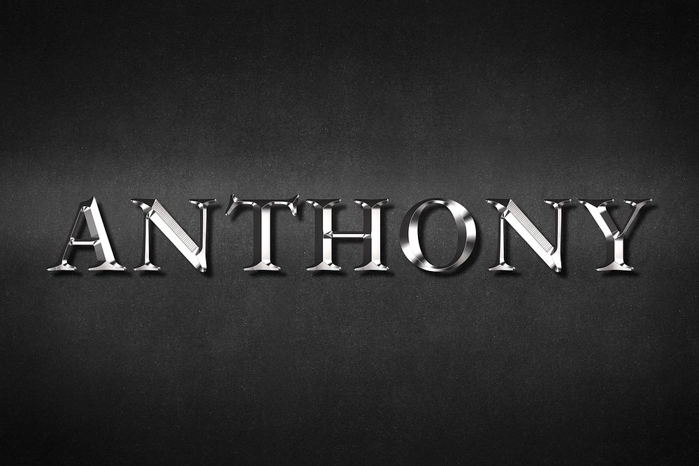 Anthony typography in silver metallic effect design element 
