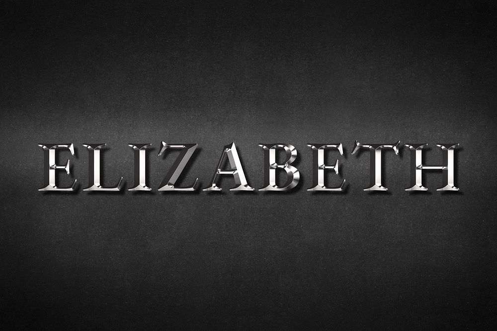Elizabeth typography in silver metallic effect design element 