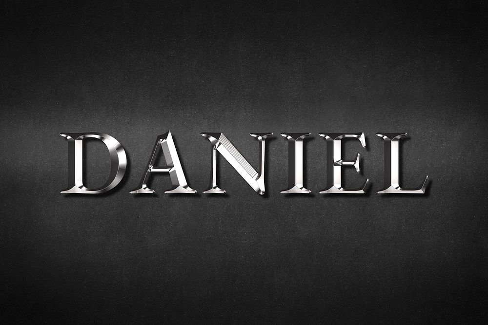 Daniel typography in silver metallic effect design element 