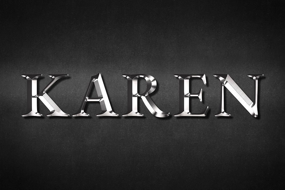 Karen typography in silver metallic effect design element