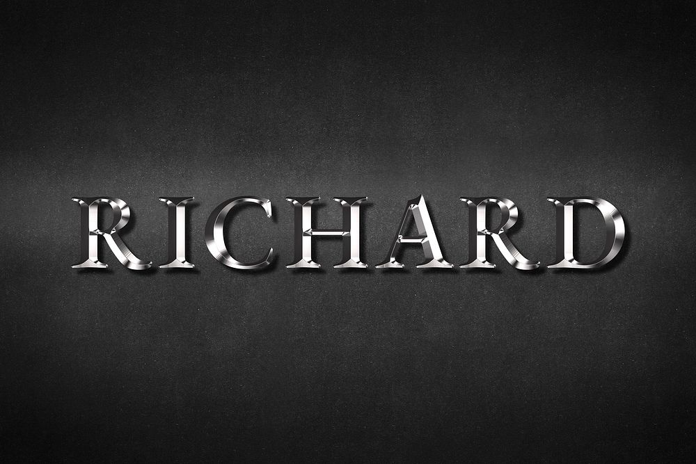 Richard typography in silver metallic effect design element