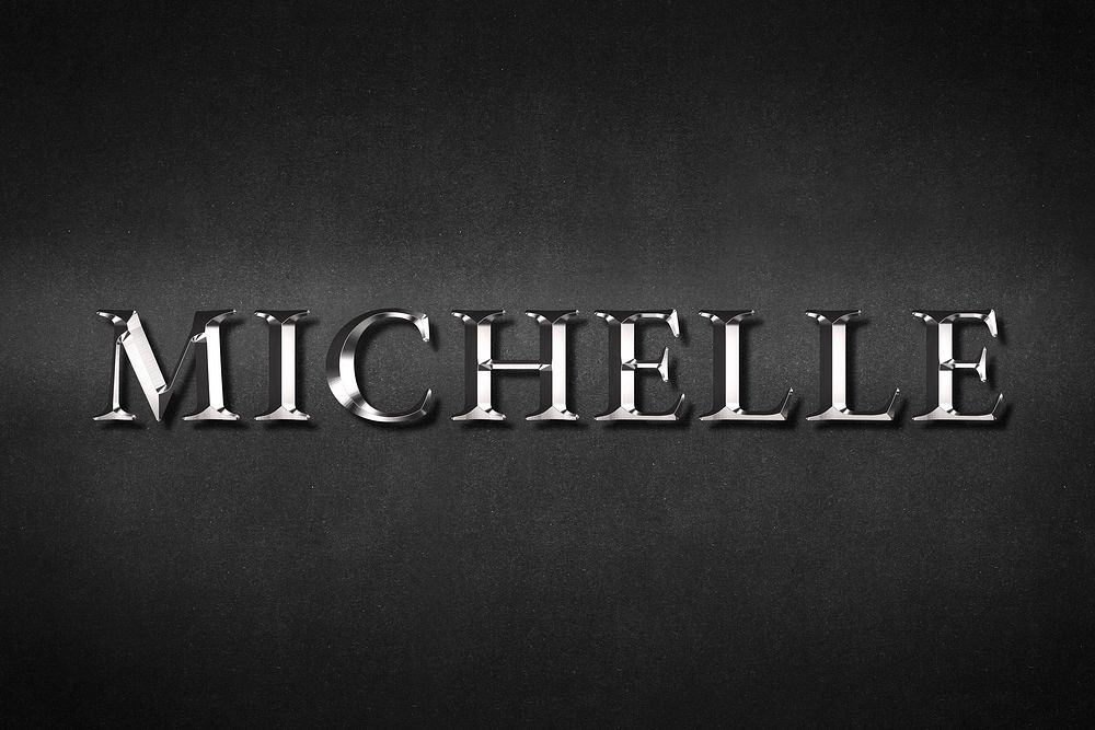 Michelle typography in silver metallic effect design element