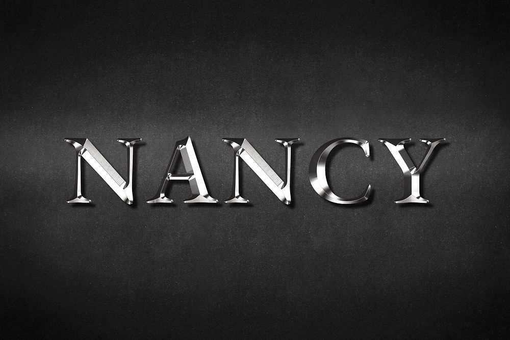 Nancy typography in silver metallic effect design element