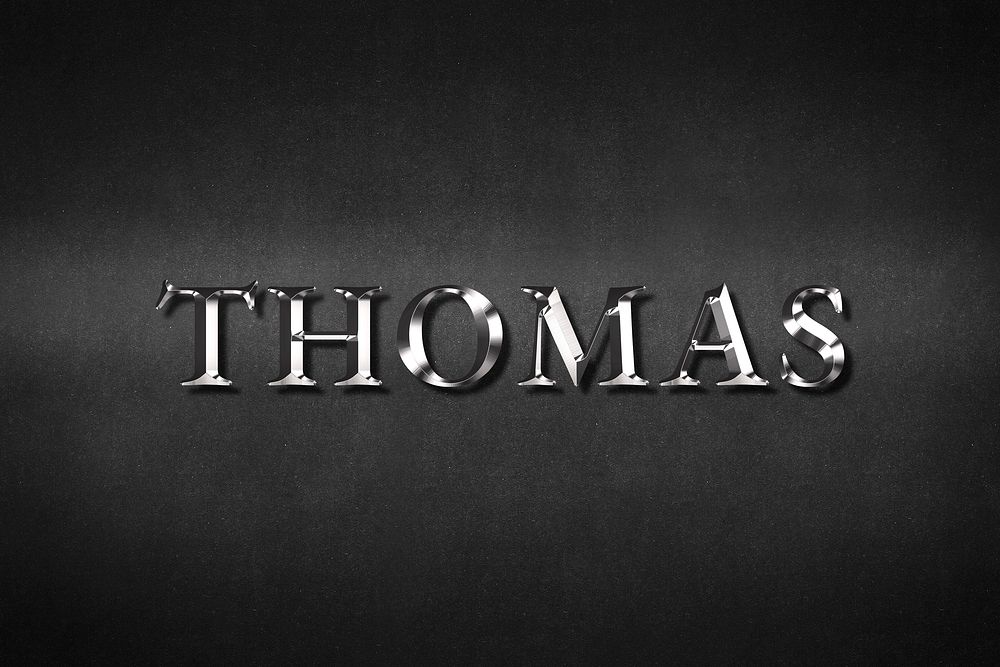 Thomas typography in silver metallic effect design element