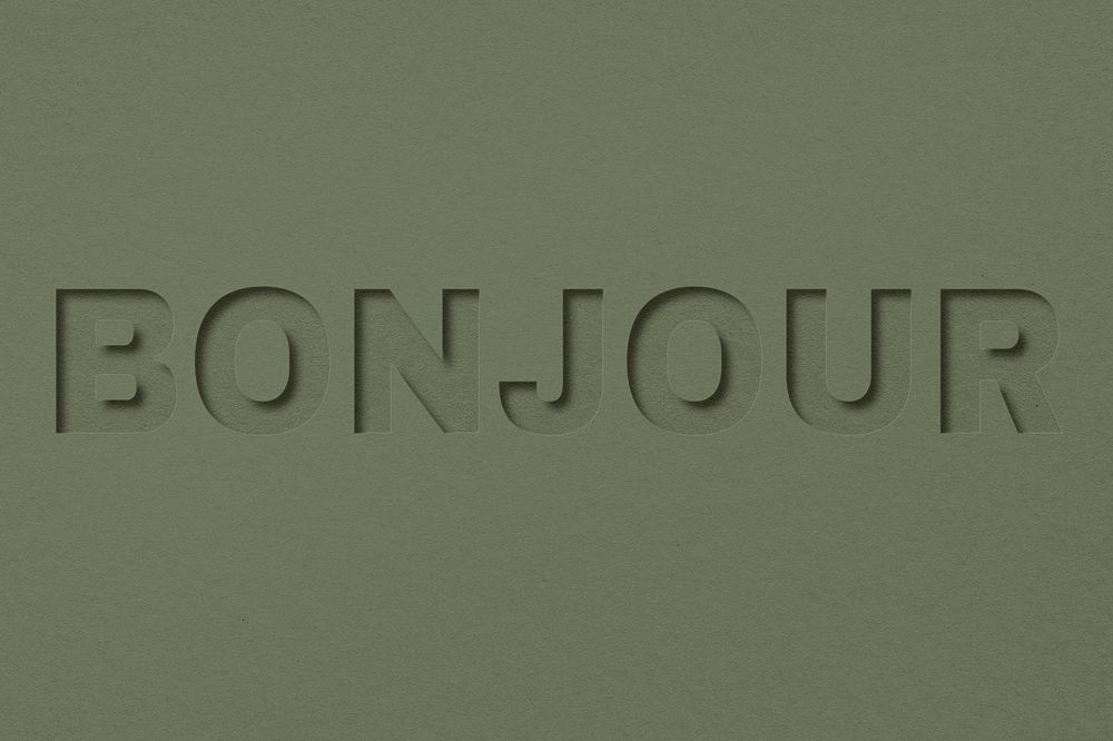 Bonjour word paper cut lettering