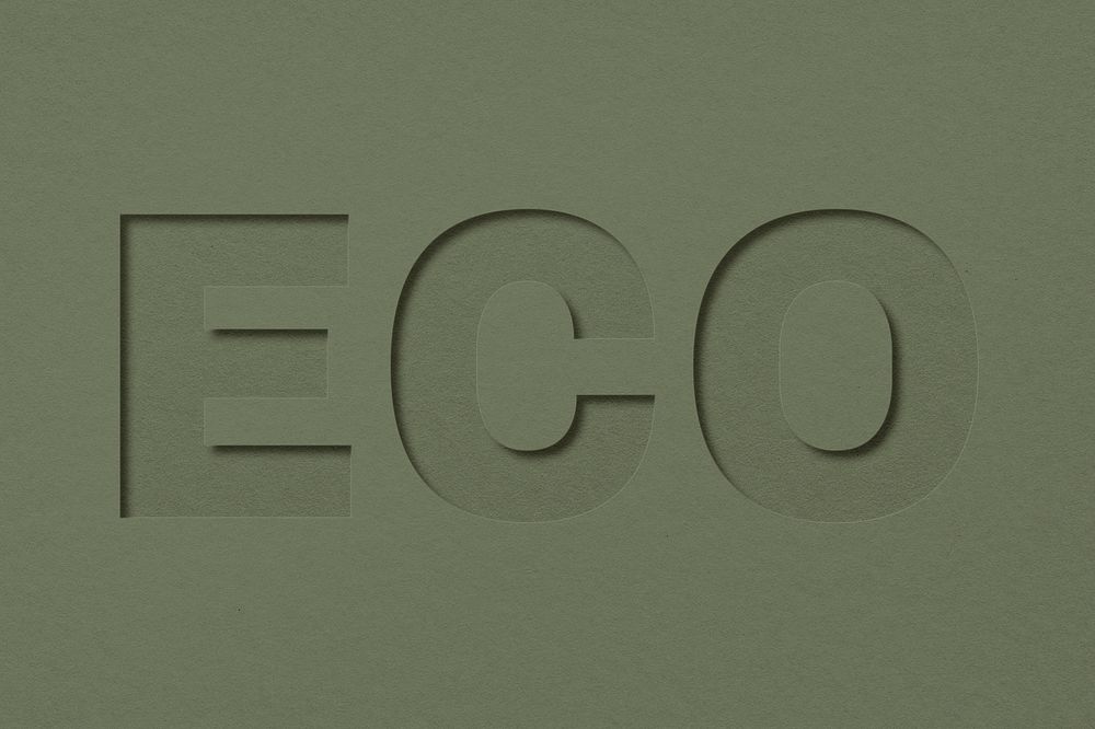 Eco word bold paper cut font typography