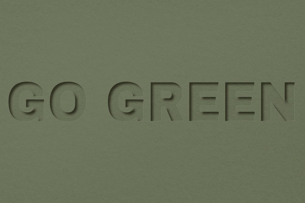 Go green word bold paper cut font typography