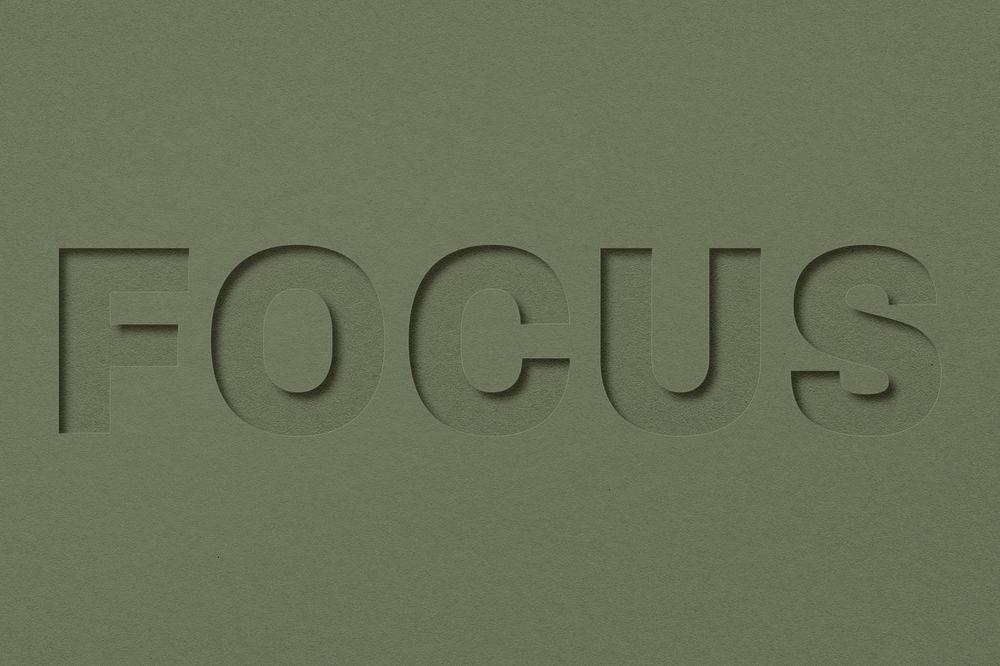 Focus word paper cut font shadow typography