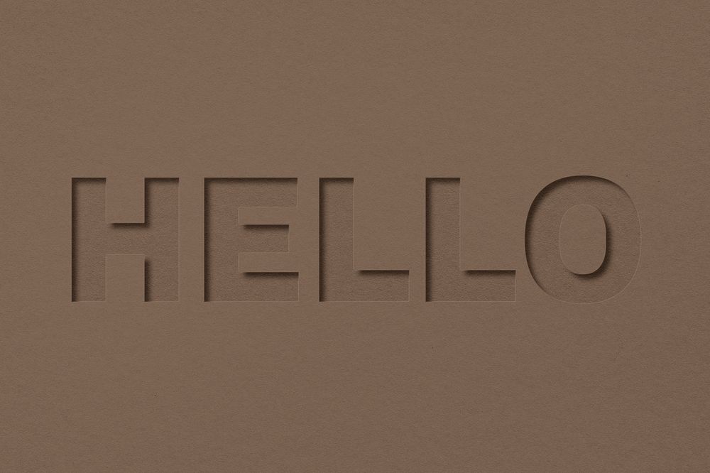 Hello text cut-out font typography