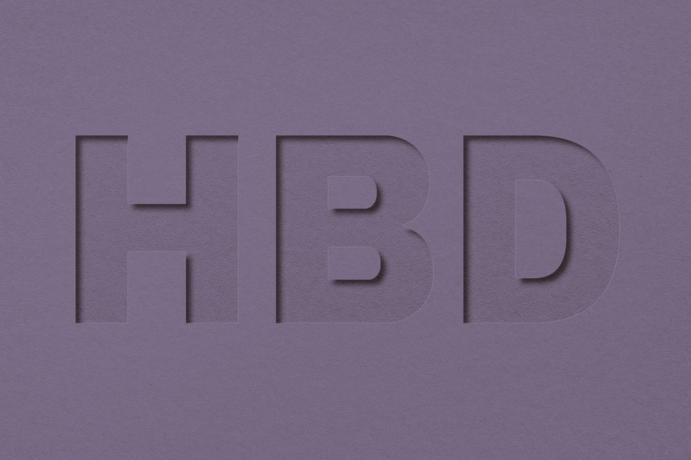 HBD word bold paper cut font typography