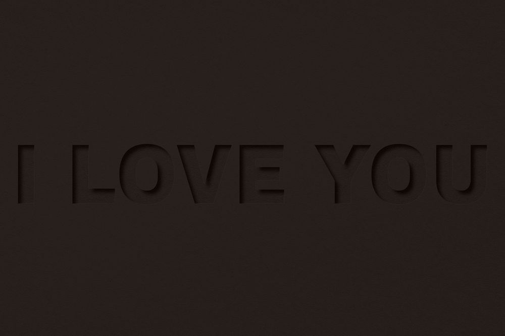 I love you text cut-out font typography