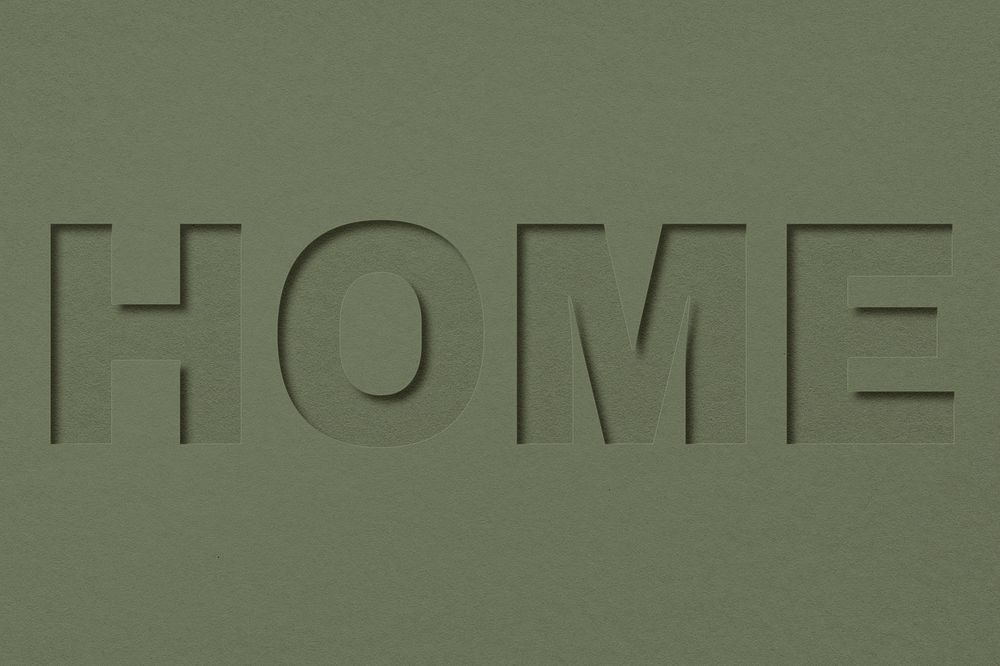 Home word bold paper cut font typography