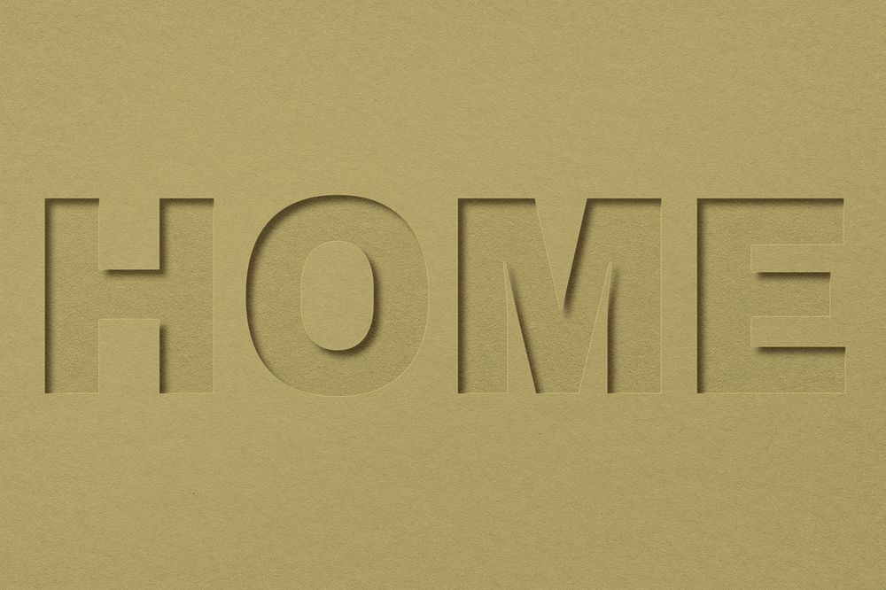 Home word paper cut font shadow typography