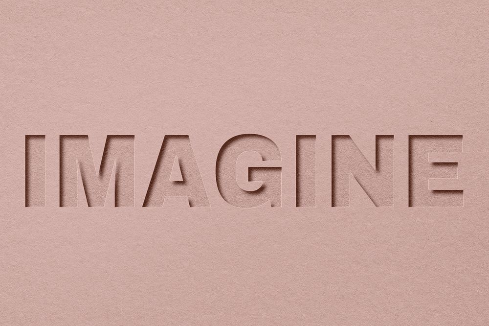 Imagine word paper cut font shadow typography