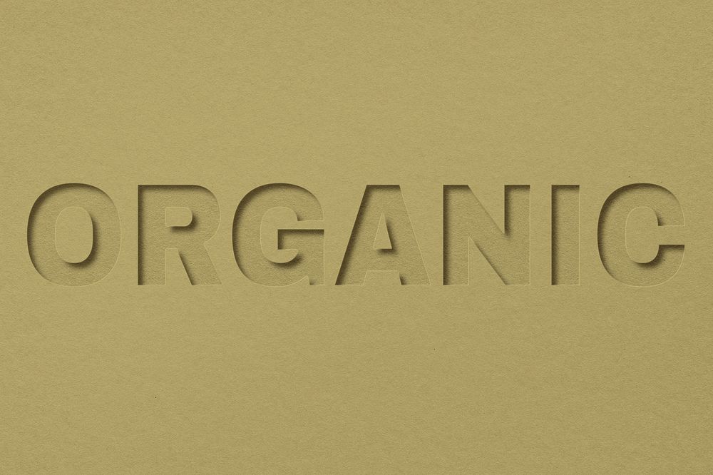 Organic word bold paper cut font typography