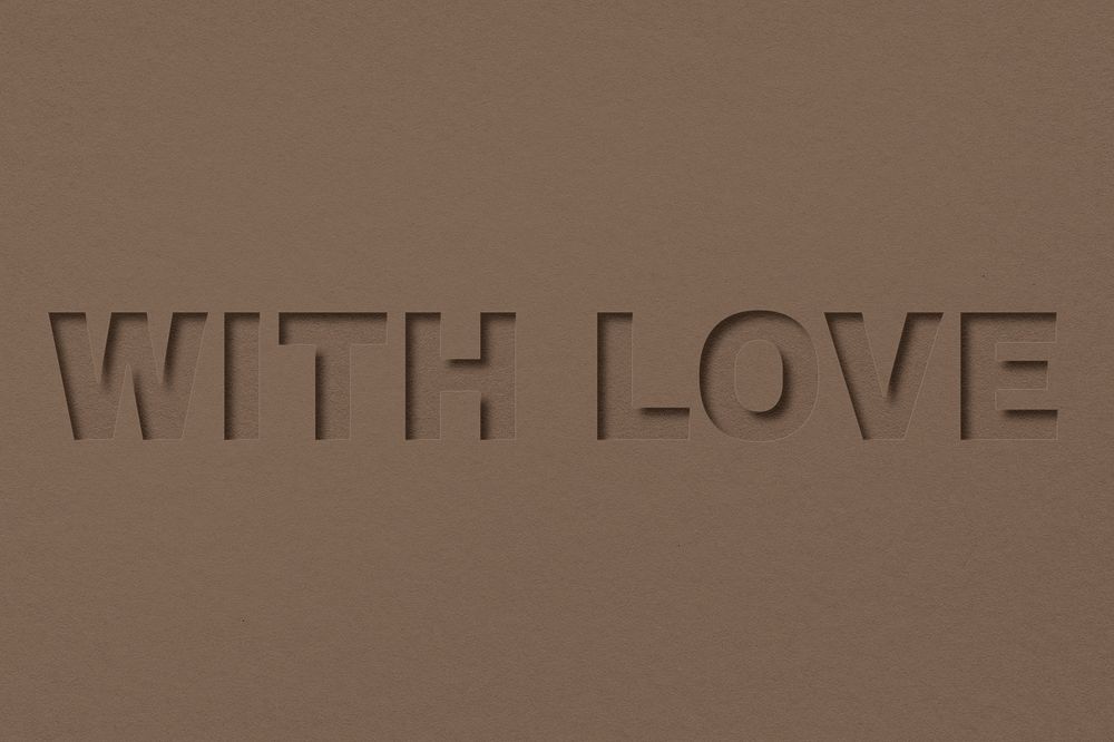 With love word bold font typography paper texture
