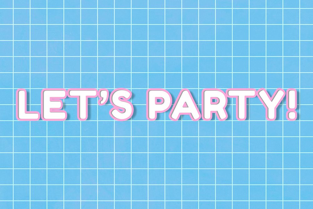 Neon 80&rsquo;s miami let's party! word outline typography