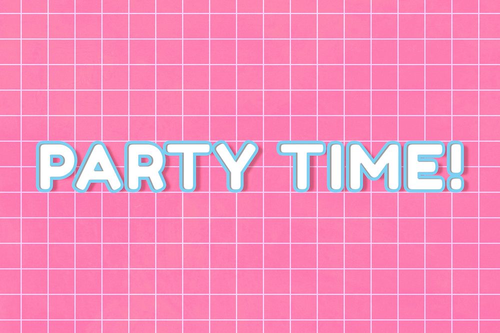 Miami 80&rsquo;s bold neon party time! word art on grid background